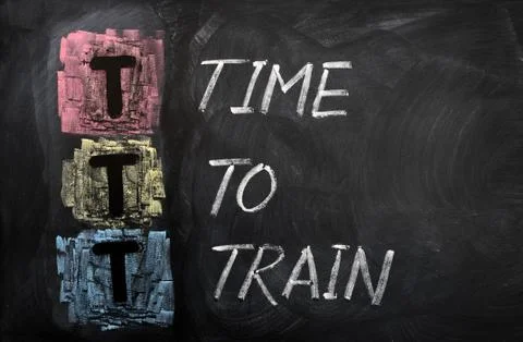 Acronym of ttt for time to train Stock Photos
