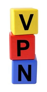 Acronym VPN (Virtual Private Network) made of colorful cubes isolated on whit Stock Photos