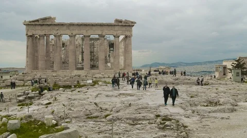 The Acropolis Alive with Tourism Stock Footage 87122330