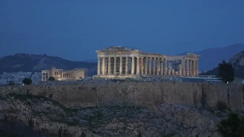 Acropolis and Parthenon at Blue Hour Video stock 327763524