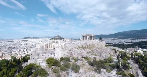 The Acropolis of Athens 4K Aerial View Stock Footage 80919922