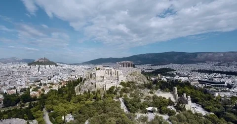 The Acropolis of Athens 4K Aerial View Stock Footage 80920064