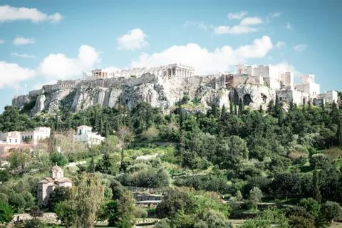 Acropolis of Athens from below Stock Photos