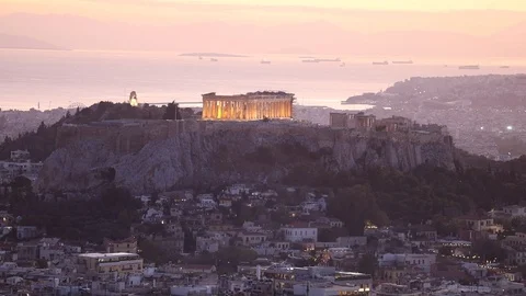Acropolis of Athens sunset Stock Footage 119496119