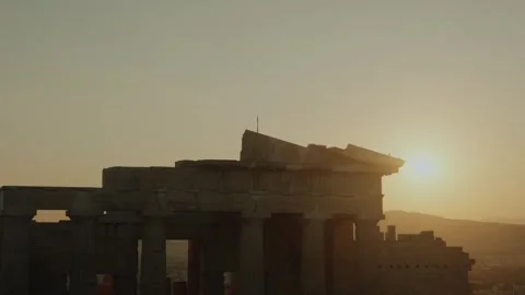 Acropolis of Athens at Sunset in Greece – Iconic Ancient Monument Silhouette Stock Footage 342061565