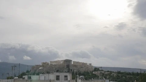 Acropolis Athens timelapse clouds Video stock 122284563