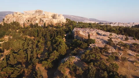 Acropolis drone backwards from ground 4k Video stock 197593926