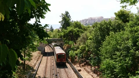 Acropolis Express: A Viral Journey Through Time on the Rails of History Stock Footage 256678060