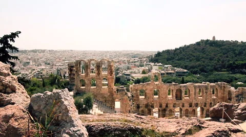 Acropolis landscape view dolly camera Stock-Footage 63456024