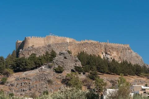 Acropolis in Lindos Stock Photos
