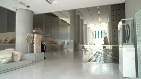 The Acropolis Museum during its first day of the reopening after the lockdow Stock Footage 145756427