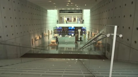 The Acropolis Museum during its first day of the reopening after the lockdow Stock Footage 145756683
