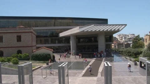 Acropolis museum tourists entering Stock Footage 87613636