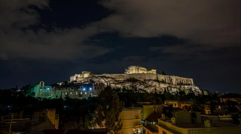 Acropolis by night Stock Footage 52166278
