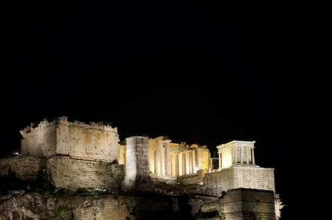 Acropolis at night Stock Photos