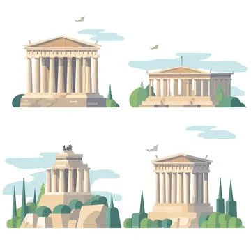 Acropolis set vector isolated on white Ilustración de archivo