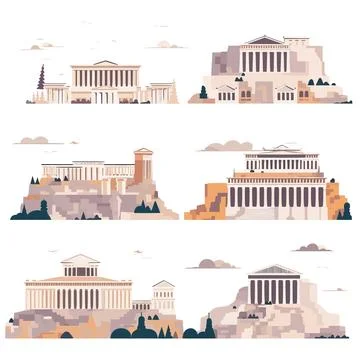 Acropolis set vector isolated on white Stock Illustration