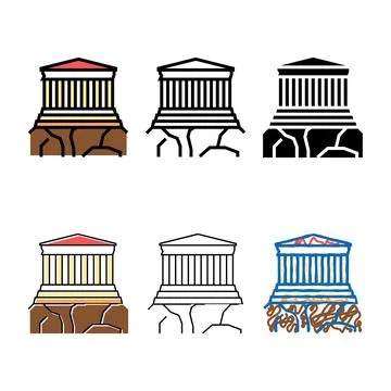 Acropolis simplified ancient greece architecture building color icon vector Stock Illustration