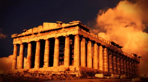 Acropolis at sunset, Greece, time lapse clouds, exclusive on Pond5 動画素材 1015484