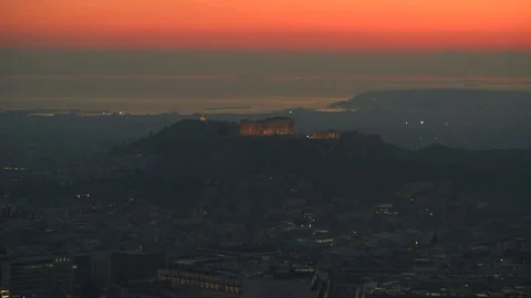 Acropolis turning on the light during evening. Video stock 85280474