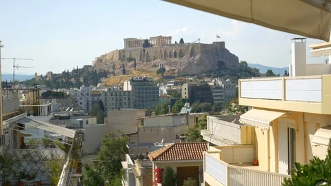 Acropolis view from apartment Stock Footage 89452279