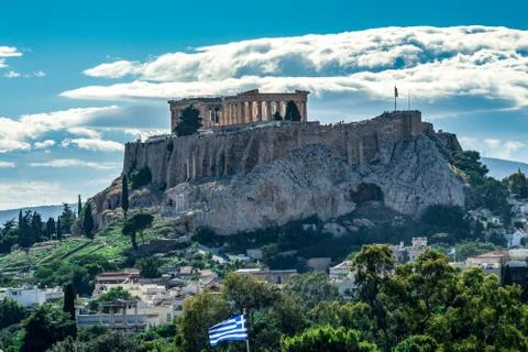 Acropolis view from behind Stock Photos