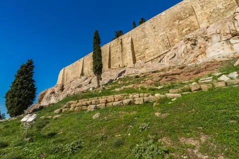 Acropolis viewed from below Stock Photos