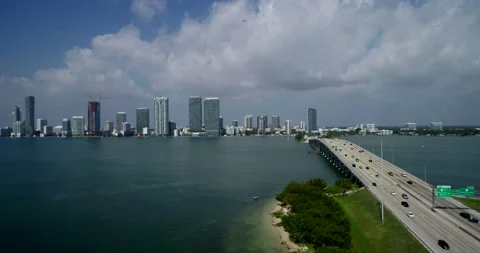 Across Biscayne Bay in Miami Stock Footage 155423355