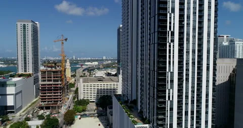 Across Miami's changing skyline Stock Footage 196774627