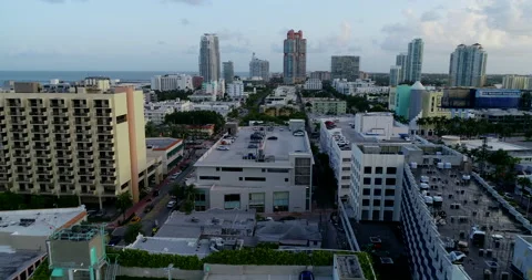 Across South Beach, crane in forefront Stock Footage 148740667