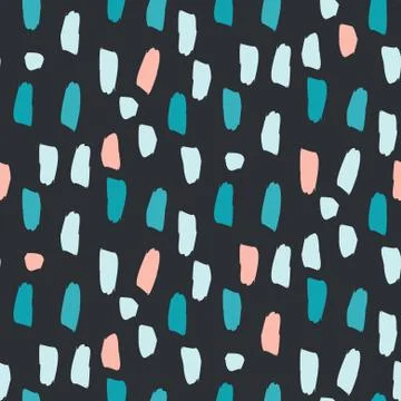 Acryl paint brushstrokes seamless vector blue purple pattern. Illustrazione stock