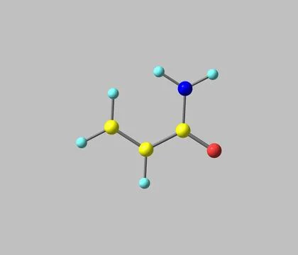 Acrylamide molecule isolated on grey Stock Illustration