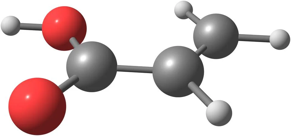Acrylic acid molecule isolated on white Stock Illustration