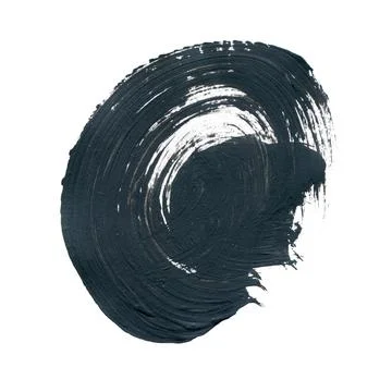 Acrylic circle isolated on white background. Gray, black round watercolor shape Stock Illustration