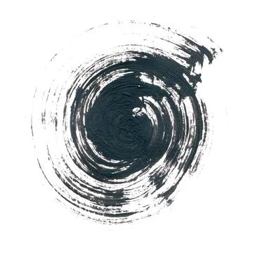 Acrylic circle isolated on white background. Gray, black round watercolor shape Stock Illustration