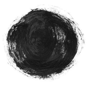 Acrylic circle isolated on white background. Gray, black round watercolor sha Stock Photos