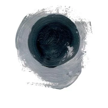 Acrylic circle isolated on white background. Gray, black round watercolor shape Stock Photos