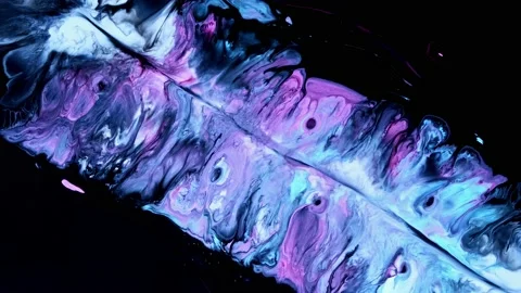 Acrylic cold color macro texture experimental colors motion. black background Stock Footage 167222422