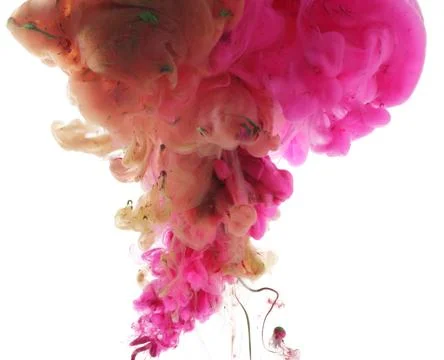 Acrylic colors and ink in water. Abstract background. Stock Photos