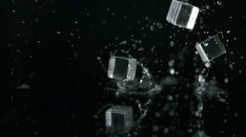Acrylic cube and water, Slow Motion Stock Footage