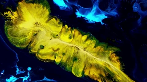 Acrylic Fluid Art. black background Stock Footage 167215341