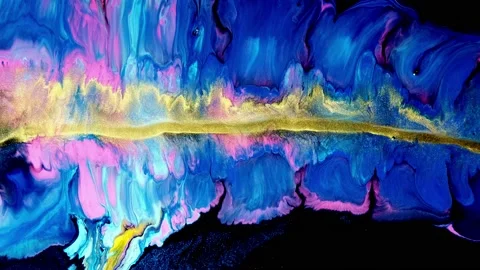 Acrylic Fluid Art. Marble effect background macro texture experimental colors Video stock 167224097