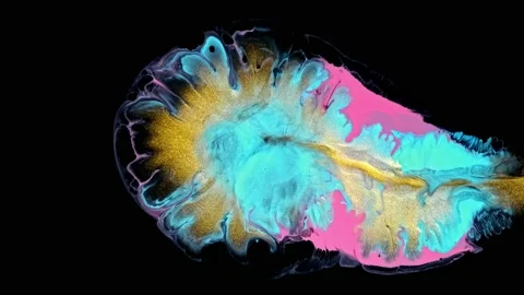 Acrylic Marble effect background macro texture experimental colors motion. black Stock Footage 167212613