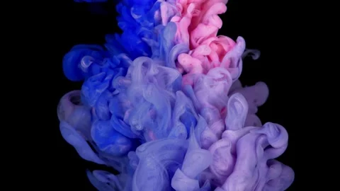 Acrylic Paint Drops in Motion Form a Texture with Vivid Purple, Blue, and Pink Stock Footage 253028193