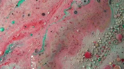 Acrylic paint macro. Abstract art Orange Red colors bubbles Stock-Footage 150643244