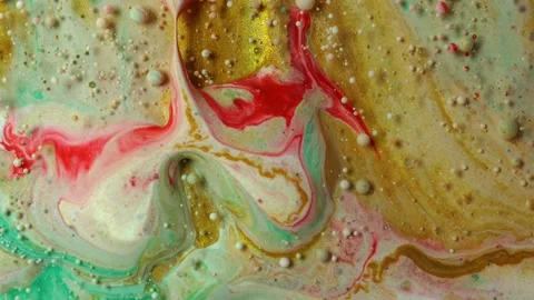 Acrylic paint macro. Abstract art Orange Red colors bubbles Stock Footage 150689284