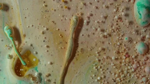 Acrylic paint macro. Abstract art Orange Red colors bubbles Stock Footage 150691606