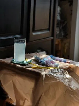 Acrylic Paint by Numbers Set on Table Stock Photos