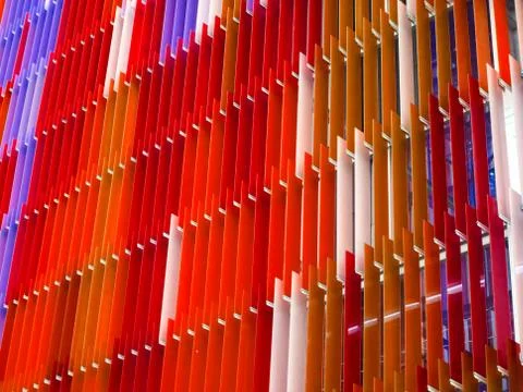 Acrylic plastic sheet interior five level a few white and color orange purple Stock Photos