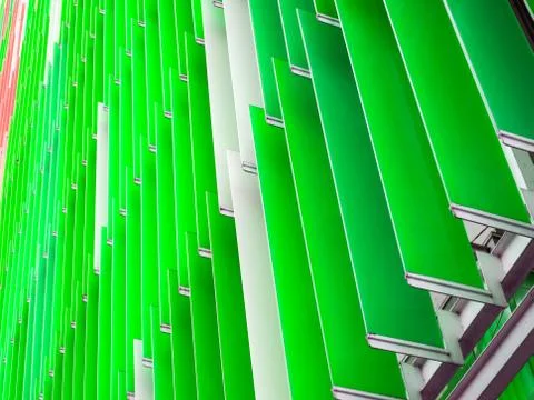 Acrylic plastic sheet interior slope bottom 45 degree and apple green moss Stock Photos